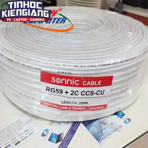 Cáp liền nguồn SANNIC 200M RG59 +2C CCS-CU (Trắng)