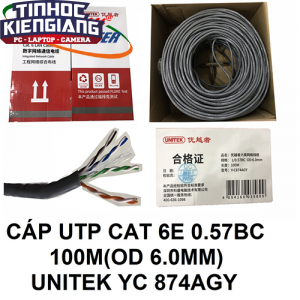 CÁP UTP CAT 6E 0.57BC OD6.0MM 100M UNITEK (Y-C 874AGY)