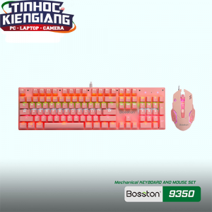 Combo phím và chuột cơ Bosston EK9350 Màu Hồng