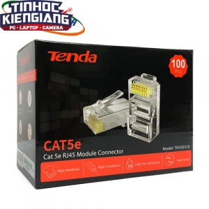 Đầu bấm dây mạng RJ45 Tenda Cat5e UTP TEH5E510 mạ vàng 24K chống nhiễu chống cháy nổ (100c/hộp)