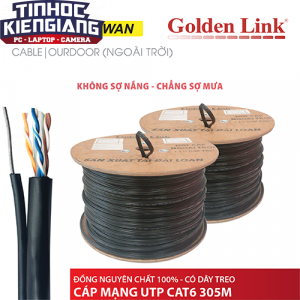 CÁP MẠNG GOLDEN LINK - 305m UTP CAT6 đồng nguyên chất có dây thép treo ngoài trời có dây treo