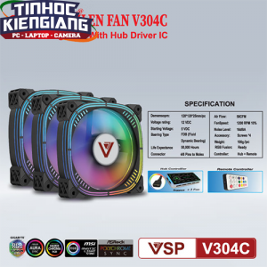 Bộ Kit 3 Fan VSPTECH Fan case + Hub VSP LED RGB V304C x3