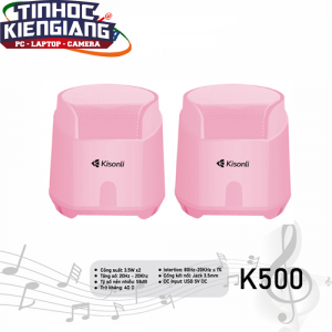 Loa vi tính 2.0 Kisonli K500 Pink LED