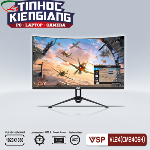 Màn hình LCD Cong 24" VSP VL24(CM2406H) FullHD 75Hz Đen +  Tặng Mouse FD I330H