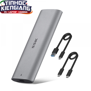 Box Chuyển SSD M.2 PCIe NVMe Sang Ổ Cứng Di Động SSK HE-C326 USB 3.1