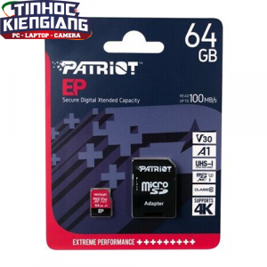 Thẻ nhớ Micro SDXC Patriot V30 64GB Class 10 U3 PEF64GEP31MCX