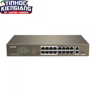 Thiết bị chuyển mạch Switch Tenda POE 16 Port TEF1118P (với 16 port PoE, 1 port Gigabit 1.0Gbps và 1 port 1G FSP)