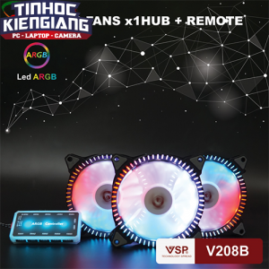 Bộ Kit 3 Fan V208B 3 FAN + HUB LED ARGB + REMOTE