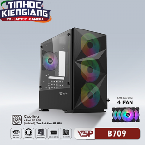 Vỏ máy tính VSP B709 Đen Kèm 3 Fan Led RGB
