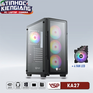 Vỏ máy tính VSP KA27 Đen Kèm 4 Fan Led RGB
