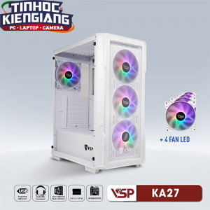 Vỏ máy tính VSP KA27 Trắng Kèm 4 Fan Led RGB