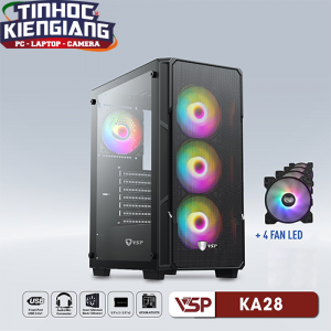 Vỏ máy tính VSP KA28 Đen Kèm 4 Fan Led RGB