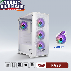 Vỏ máy tính VSP KA28 Trắng Kèm 4 Fan Led RGB