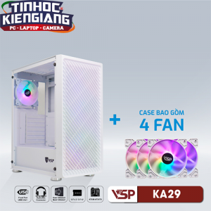 Vỏ máy tính VSP KA29 Trắng Kèm 4 Fan Led RGB