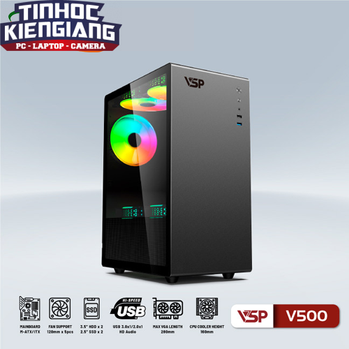 Vỏ máy tính VSP V500 Đen (No Fan)