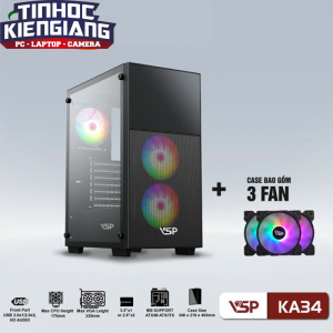 Vỏ máy tính VSP KA34 Đen (kèm 3 fan LED)
