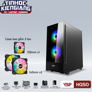 Vỏ máy tính VSP HQ50 Đen (Kèm 3Fan LED ARGB)