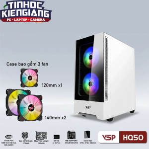 Vỏ máy tính VSP HQ50 Trắng (Kèm 3Fan LED ARGB)