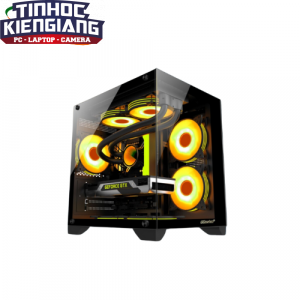 Vỏ máy tính Emaster Gaming ECG985 Black/White (Case bể cá chưa Fan)