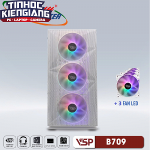 Vỏ máy tính VSP B709 Trắng Kèm 3 Fan Led RGB