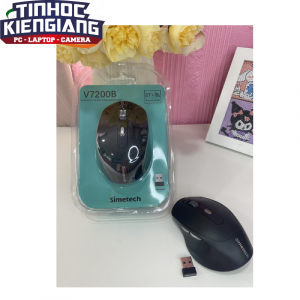 Chuột máy tính Simetech V7200B bluetooth 3.0- 5.0 + wireless đa năng( mouse 6 nút+ croll kim loại+ click Silent)