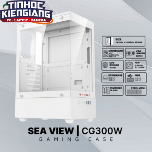 Vỏ máy tính T-WOLF TW-CG300W Gaming (Chưa kèm fan) (White/Tempered Glass/USB3.0*1+USB2.0*2+HD Audio/282x192x413mm)