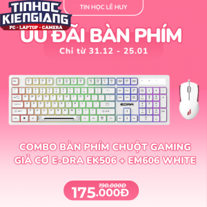 Combo Bàn Phím Chuột Gaming Giả Cơ E-DRA EK506 Led Rainbow White