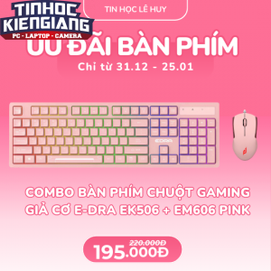 Combo Bàn Phím Chuột Gaming Giả Cơ E-DRA EK506 Led Rainbow Pink