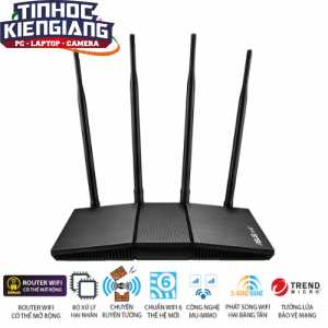 Thiết bị mạng - Bộ phát wifi 6 Asus RT-AX1800HP v2 MU-MIMO AX1800Mbps (Xuyên tường) _Router WiFi có thể mở rộng