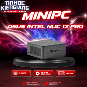 Bộ Mini PC ASUS Intel NUC12 PRO Tall NUC12WSHI7 ( i7-1260P/ 2xDDR4-3200 / 3xNVMe, SATA/ 2x HDMI 2.1/2x DP 1.4a ) 90AB2WSH-MR8100