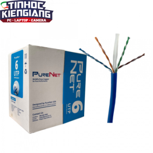 Dây Cáp Mạng PURENET CAT6,24AWG,Lõi Đồng Đặc, 4 Đôi,Vỏ PVC,CMX,Màu Xanh (U6250-004-BL1)