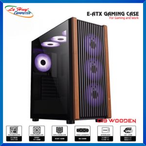 Vỏ Case Máy Tính VSP E-ATX Gaming C19 Wooden (Black)