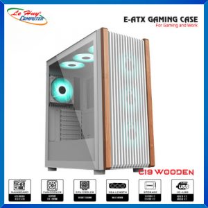 Vỏ Case Máy Tính VSP E-ATX Gaming C19 Wooden (White)