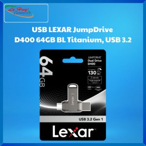 USB LEXAR JumpDrive  D400 64GB BL Titanium, USB 3.2 Type-C and Type-A (LJDD400064G-BNQNG)