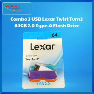 Combo 3 USB Lexar Twist Turn2  64GB 2.0 Type-A Flash Drive (LJDTT2X064G-B3NNG)