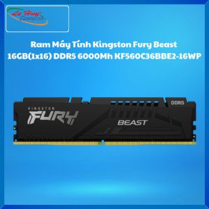 Ram Máy Tính Kingston Fury Beast  16GB(1x16) DDR5 6000Mh (KF560C36BBE2-16WP)