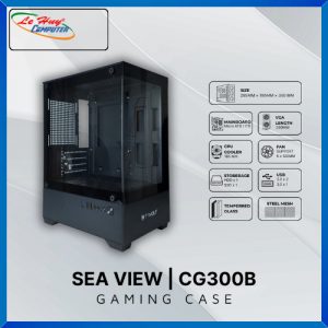 Vỏ máy tính T-WOLF TW-CG300B Gaming (Chưa kèm fan) (Black/Tempered Glass/USB3.0*1+USB2.0*2+HD Audio/282x192x413mm)