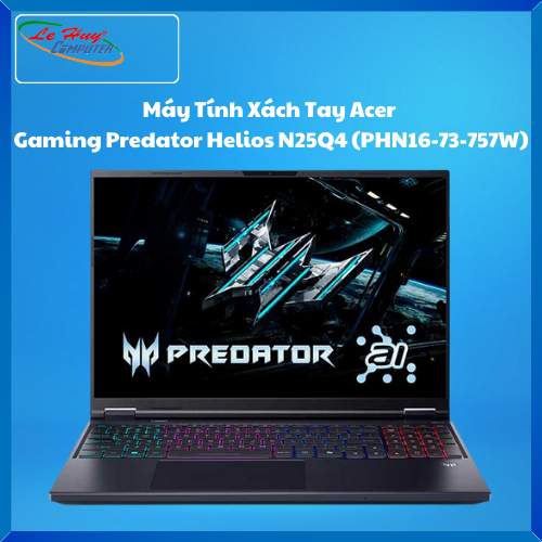 Máy Tính Xách Tay/Laptop Acer Gaming Predator Helios N25Q4 (PHN16-73-757W) (Ultra 7 255HX; 32GB; 1TB SSD; RTX5060/8GB; 16inch 2K+; Win11 Home; Đen; NH.QVQSV.001)