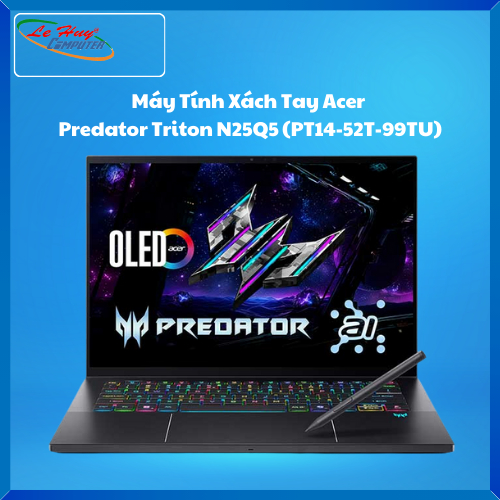 Máy Tính Xách Tay/Laptop Acer Predator Triton N25Q5 (PT14-52T-99TU) (Ultra 9 288V; 32GB; 2TB SSD; RTX 5070/8GB; 14.5inch 2.8K+; Win11; Đen; NH.U0GSV.001)