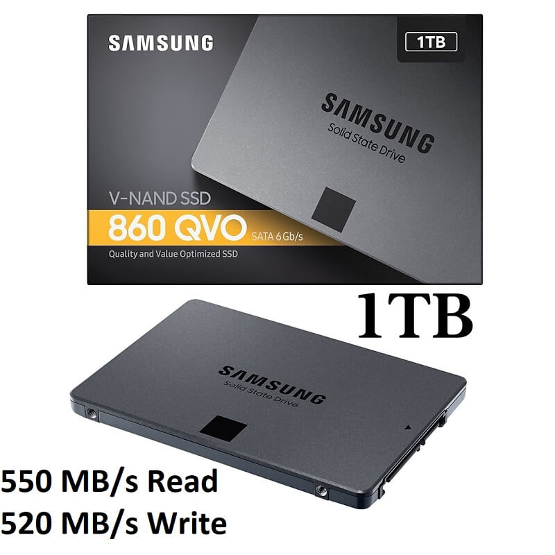 SSD Samsung 860 QVO 1TB – MZ-76Q1T0BW (2.5 inch SATA III, 4 bit MLC NAND, R/W 550MB/s – 520MB/s, 96K/89K IOPS, 360TBW)