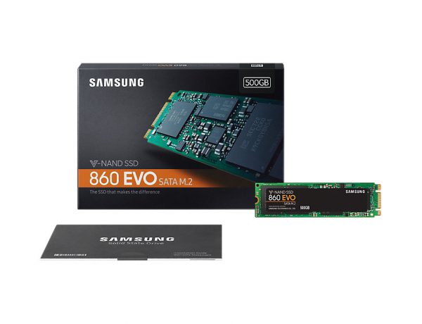 SSD Samsung 860 EVO 500GB M.2 -2280 – MZ-N6E500BW (M.2 -2280 SATA III, 3 bit MLC NAND, R/W 550MB/s – 520MB/s, 98K/90K IOPS, 300TBW)