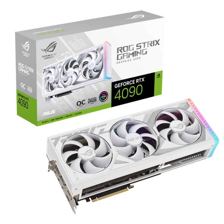 VGA ASUS ROG Strix GeForce RTX 4090 24GB GDDR6X White OC Edition (ROG-STRIX-RTX4090-O24G-WHITE)