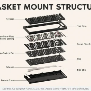Bàn phím cơ AKKO 5075B Plus-S Dracula Castle (Multi-modes / RGB / Hotswap / Gasket mount / South Facing)