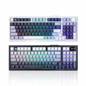 Bàn Phím Cơ Darmoshark Top98 Tri-Mode (2.4GHz, Bluetooth, USB, Mạch Xuôi, RGB, Silver Switch)