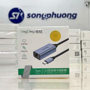 Cáp chuyển đổi TypeC to RJ45 2.0 (100mb) VegGieg V-K309