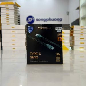 Cáp PISEN Quick Black Gold Dual Type-C (C to C) 3.1 GEN2 300mm 60W 3A (NJ-TC16-300)