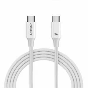 Cáp sạc Pisen Quick Dual Type-C 3A 60W Data 1000mm White (TC38-1000)