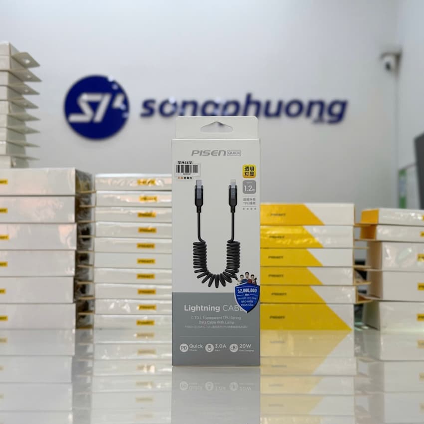 Cáp sạc PISEN QUICK Lightning TPU Spring (C-L) 1200mm QC-TC09-1200