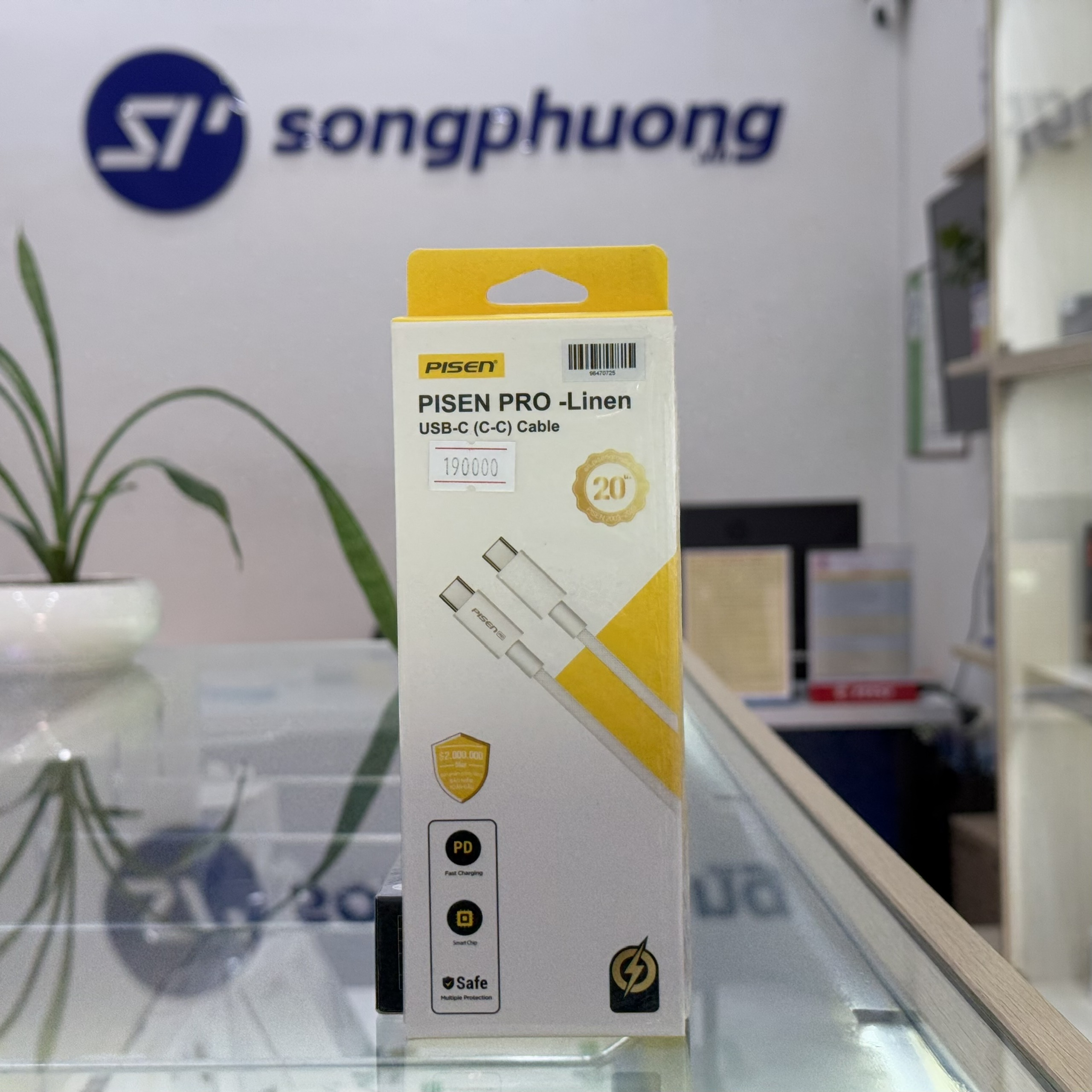 Cáp sạc PISEN Quick PD 60W 2m ( C to C) (CC-PD01-2000, Màu trắng)
