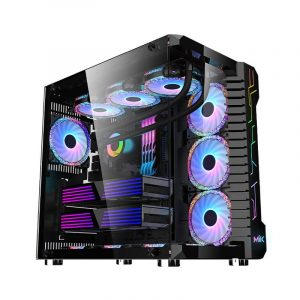 Case MIK LV07 Black – No Fan (Mid Tower, Kính Cường lực, Tích hợp dải Led RGB, ATX, Màu Đen)